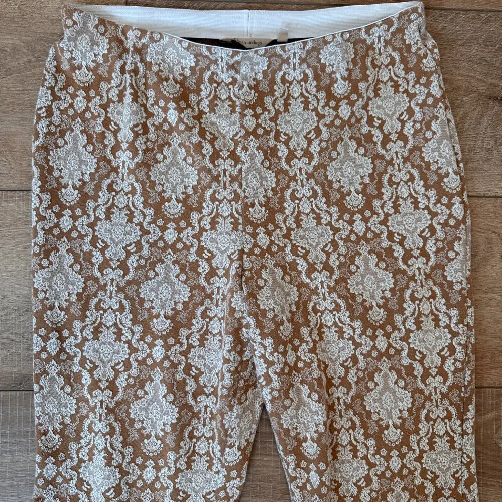 Soft Surroundings | Large Sumptuous Knit Brown White Lace Flare Pull On Pants - Picture 3 of 8